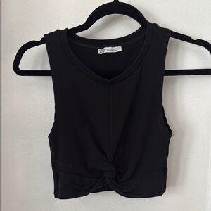 Zara Black Sleeveless Twist Front Top